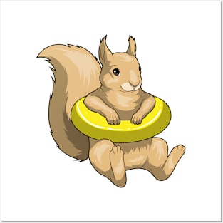 Squirrel Swimming Swim ring Posters and Art